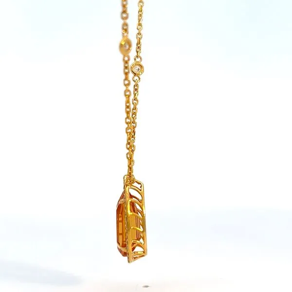18k Yellow Gold Pear Citrine Gemstone Pendant with diamond halo Image 4 Arezzo Jewelers Elmwood Park, IL