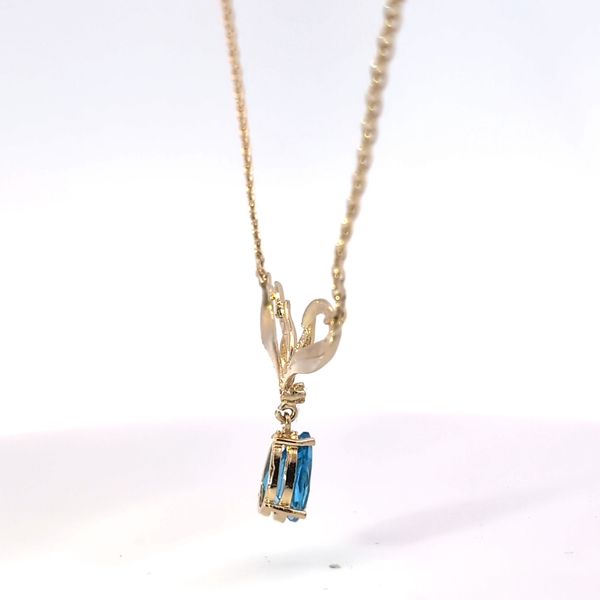 14k Yellow Gold Pear Blue Topaz Necklace Image 2 Arezzo Jewelers Elmwood Park, IL
