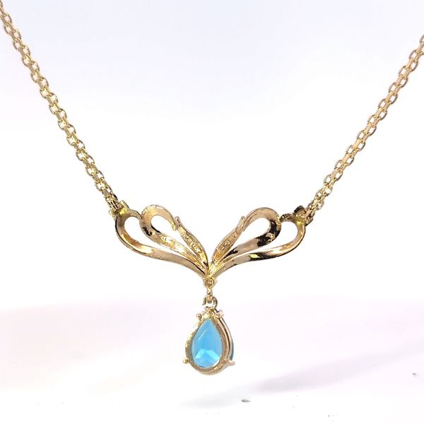 14k Yellow Gold Pear Blue Topaz Necklace Image 4 Arezzo Jewelers Elmwood Park, IL