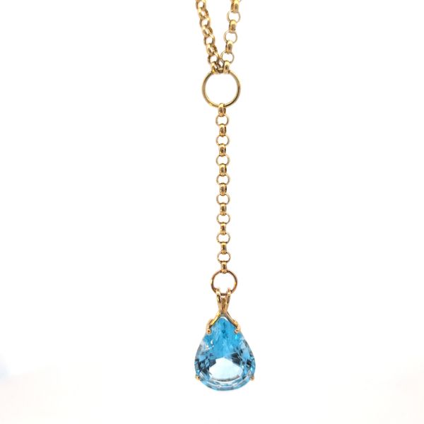 23ct Pear Blue Topaz Lariat Necklace in 14K Yellow Gold Image 2 Arezzo Jewelers Elmwood Park, IL