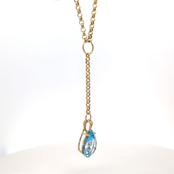 23ct Pear Blue Topaz Lariat Necklace in 14K Yellow Gold Image 4 Arezzo Jewelers Elmwood Park, IL