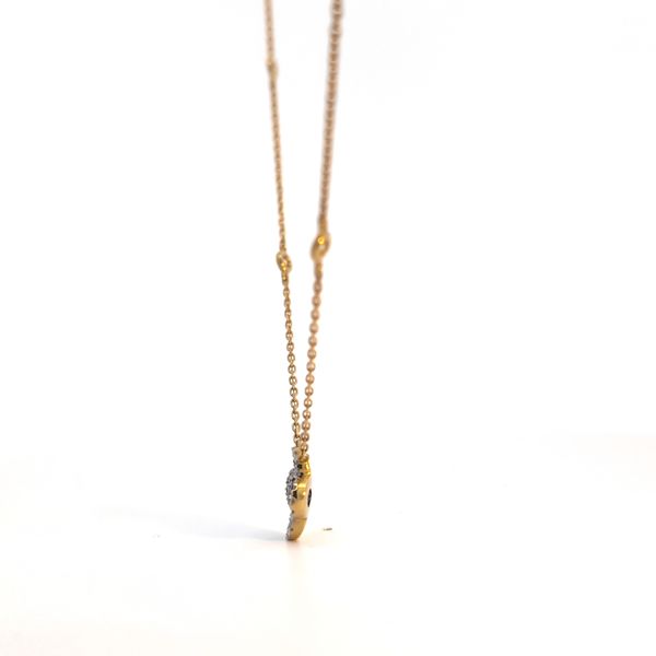 18k Yellow Gold Royal Blue Sapphire and Diamond Floral Motif Necklace Image 2 Arezzo Jewelers Elmwood Park, IL