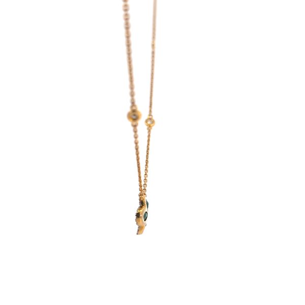 18k Yellow Gold Royal Blue Sapphire and Diamond Floral Motif Necklace Image 4 Arezzo Jewelers Elmwood Park, IL