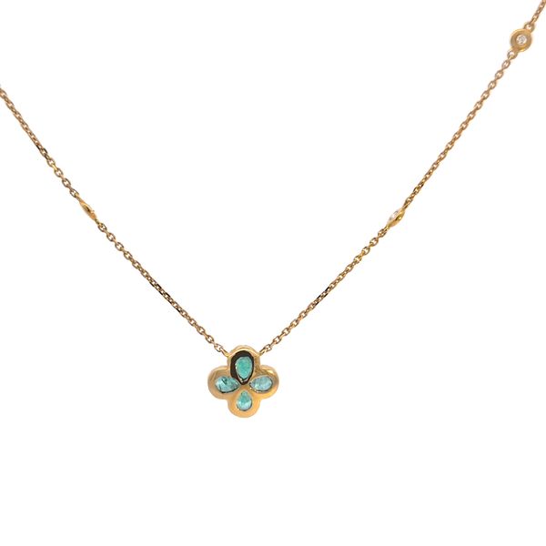 18k Yellow Gold Emerald Motif with Diamond Accents Image 3 Arezzo Jewelers Elmwood Park, IL