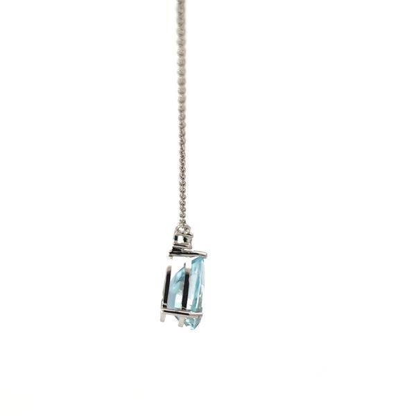 18k White Gold Pear Aquamarine Necklace with diamond accent. Image 4 Arezzo Jewelers Elmwood Park, IL