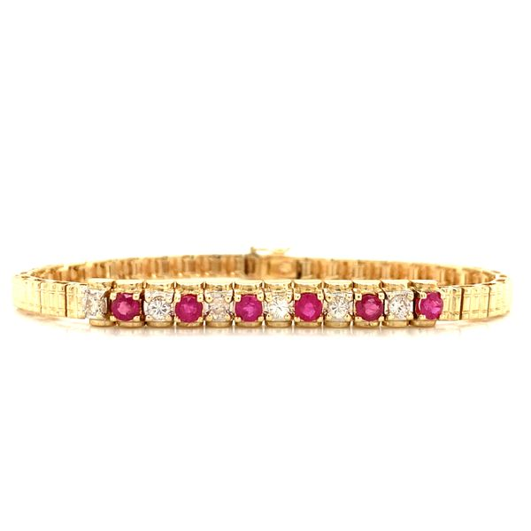 14k Yellow Gold Diamond and Ruby Bracelet Image 2 Arezzo Jewelers Elmwood Park, IL