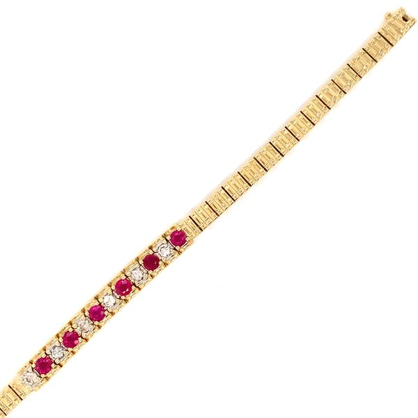 14k Yellow Gold Diamond and Ruby Bracelet Image 5 Arezzo Jewelers Elmwood Park, IL