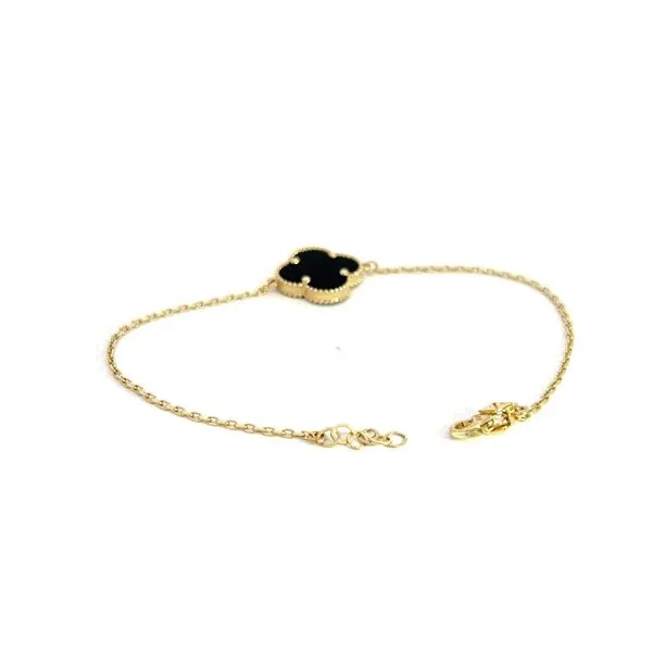 14k Yellow Gold Designer Bracelet with Black Onyx Image 4 Arezzo Jewelers Elmwood Park, IL