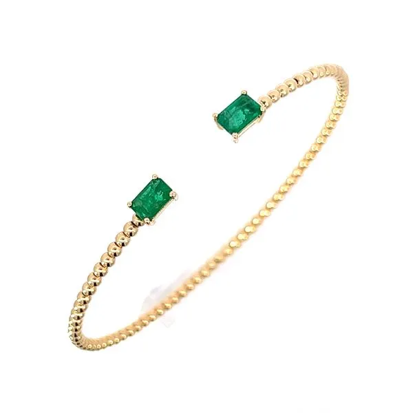 14 Karat Yellow Gold Emerald Bangle Bracelet Arezzo Jewelers Elmwood, IL