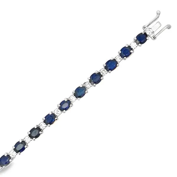 18k White Gold Sapphire & Diamond Tennis Bracelet Image 2 Arezzo Jewelers Elmwood Park, IL