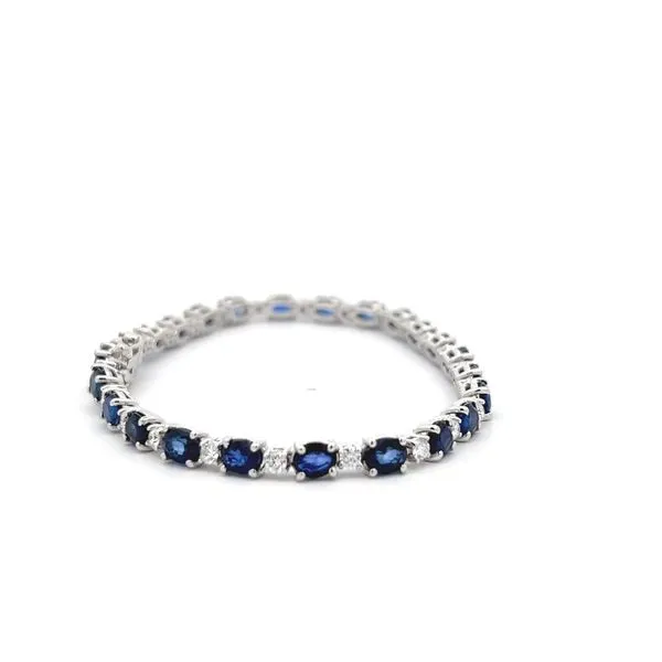 18k White Gold Sapphire & Diamond Tennis Bracelet Image 5 Arezzo Jewelers Elmwood Park, IL