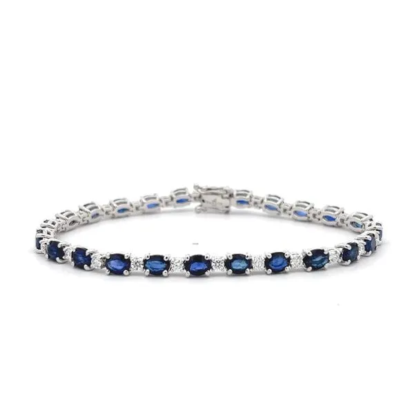 18k White Gold Sapphire & Diamond Tennis Bracelet Arezzo Jewelers Elmwood Park, IL