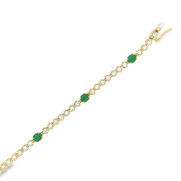 18k Yellow Gold Emerald & Diamond Tennis Bracelet Image 2 Arezzo Jewelers Elmwood Park, IL