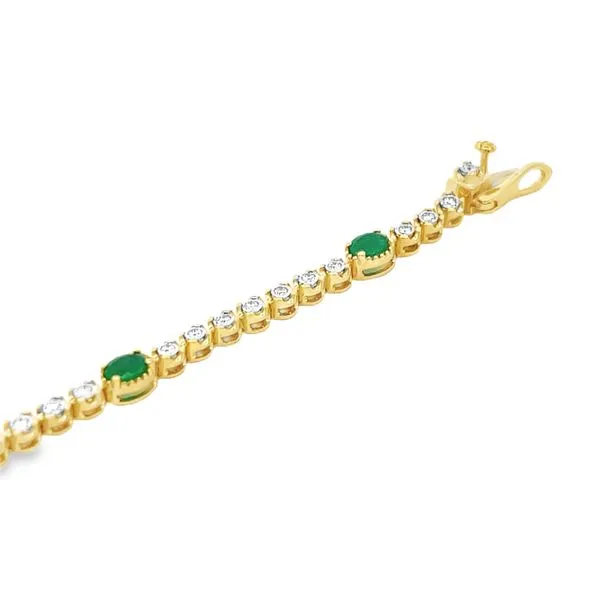 18k Yellow Gold Emerald & Diamond Tennis Bracelet Image 3 Arezzo Jewelers Elmwood Park, IL