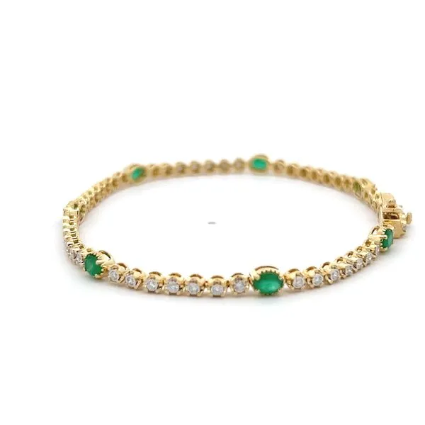 18k Yellow Gold Emerald & Diamond Tennis Bracelet Image 4 Arezzo Jewelers Elmwood Park, IL