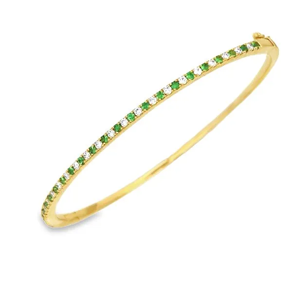 18k Yellow Gold Tsavorite & Diamond Bangle Bracelet Arezzo Jewelers Elmwood, IL