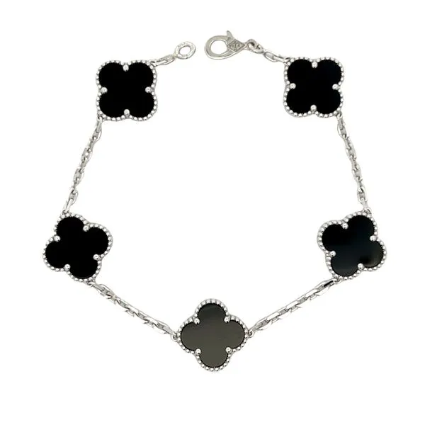 18K White Gold Five Station Black Alhambra Bracelet Arezzo Jewelers Elmwood Park, IL
