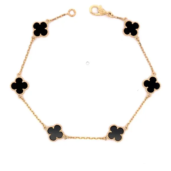 Black Onyx Alhambra Bracelet – 18K Yellow Gold Arezzo Jewelers Elmwood Park, IL