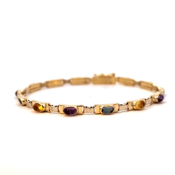14K Two Tone Multi Color Gemstone Bracelet Image 2 Arezzo Jewelers Elmwood Park, IL