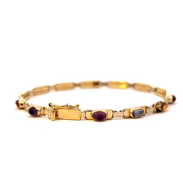 14K Two Tone Multi Color Gemstone Bracelet Image 3 Arezzo Jewelers Elmwood Park, IL