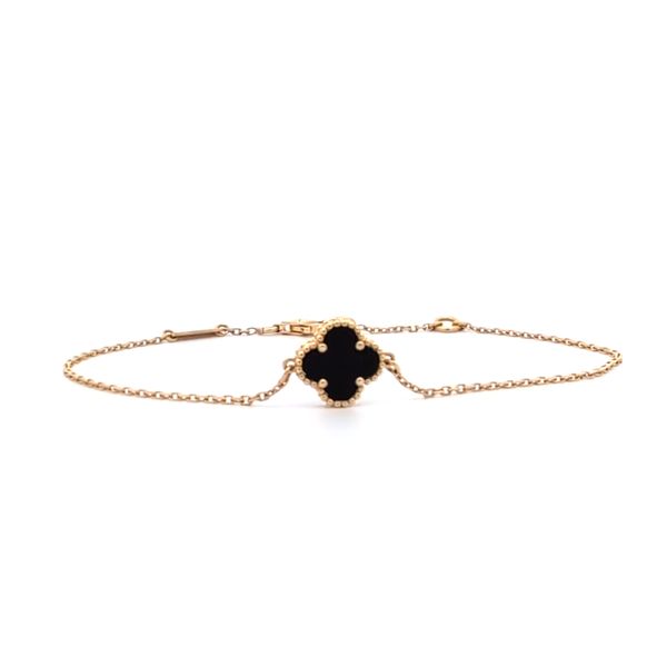 Sweet Vintage Alhambra Black Onyx Bracelet - 18K Yellow Gold Image 2 Arezzo Jewelers Elmwood Park, IL
