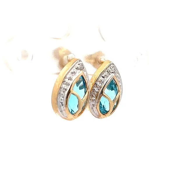 14K Gold Pear Aquamarine Earrings Image 2 Arezzo Jewelers Elmwood Park, IL