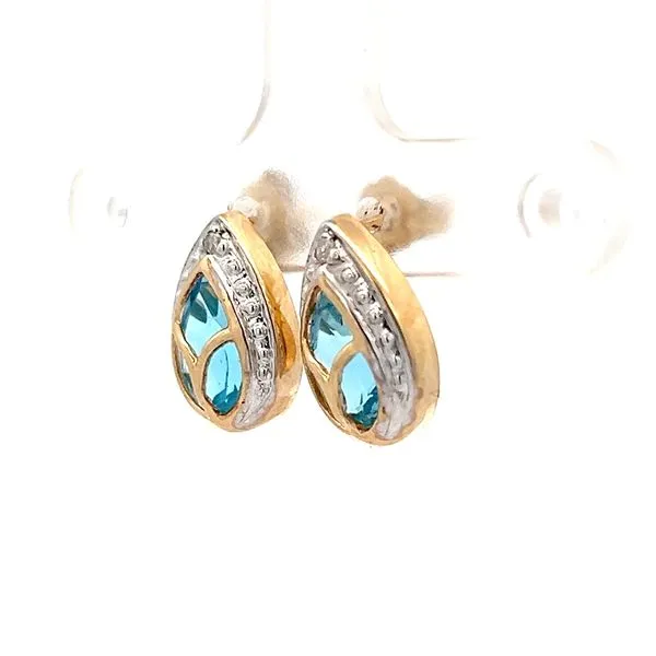 14K Gold Pear Aquamarine Earrings Image 3 Arezzo Jewelers Elmwood Park, IL