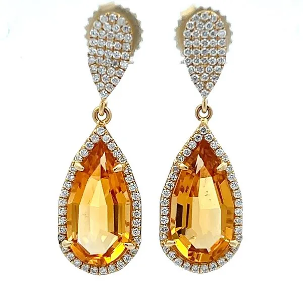 18K Yellow Gold Dangle Citrine Earrings Arezzo Jewelers Elmwood Park, IL