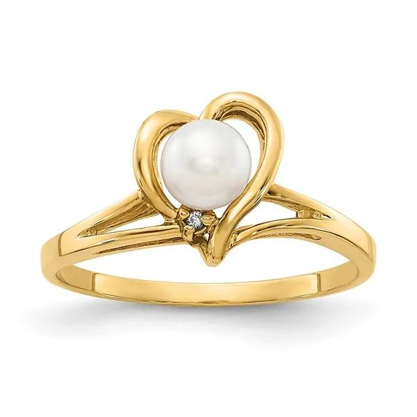 14k 4.5mm Fresh Water Pearl and Diamond ring Arezzo Jewelers Elmwood Park, IL