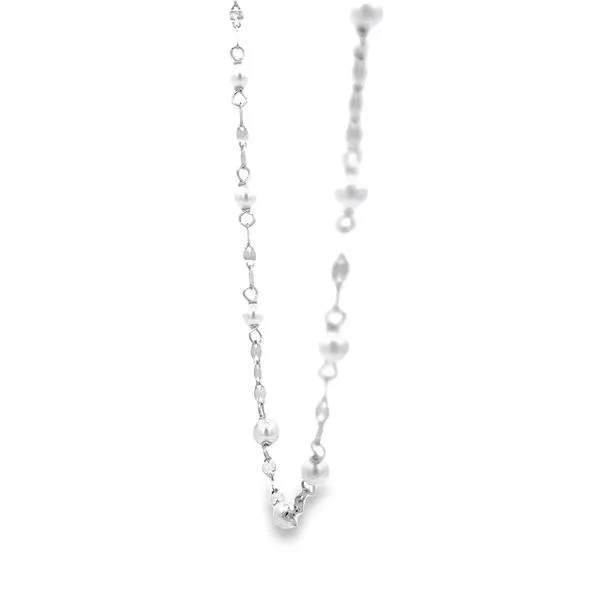 18k White Gold Fancy Link Freshwater Pearl Necklace Image 2 Arezzo Jewelers Elmwood Park, IL