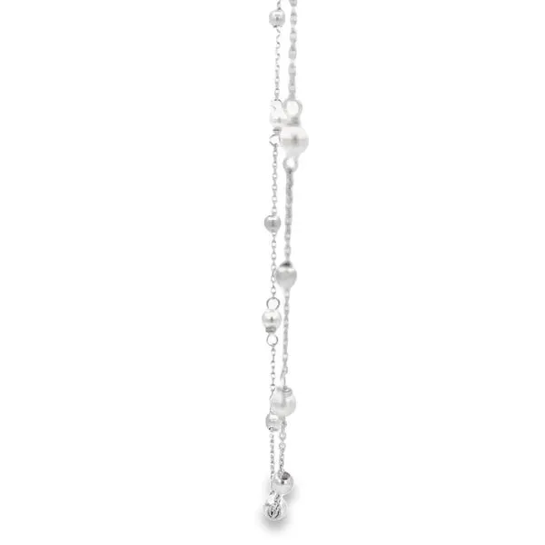 18k White Gold Beaded Freshwater Pearl Necklace Image 2 Arezzo Jewelers Elmwood Park, IL