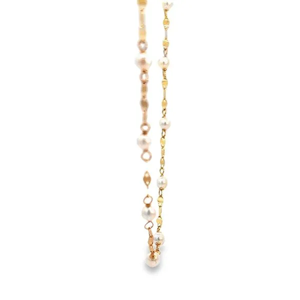 Elegant 18k Yellow Gold Fancy Link Freshwater Pearl Necklace Image 4 Arezzo Jewelers Elmwood Park, IL