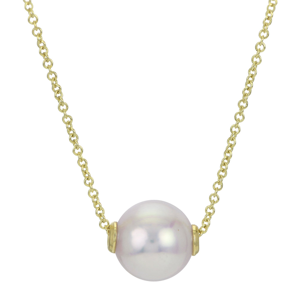 14KT Yellow Gold Akoya Pearl Solitaire Necklace Arezzo Jewelers Elmwood Park, IL