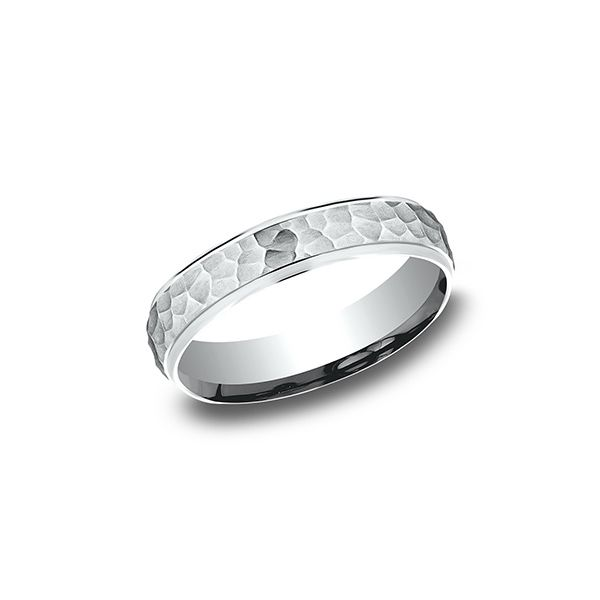 White Gold Hammer Finish Wedding Ring, 4mm Arezzo Jewelers Elmwood Park, IL