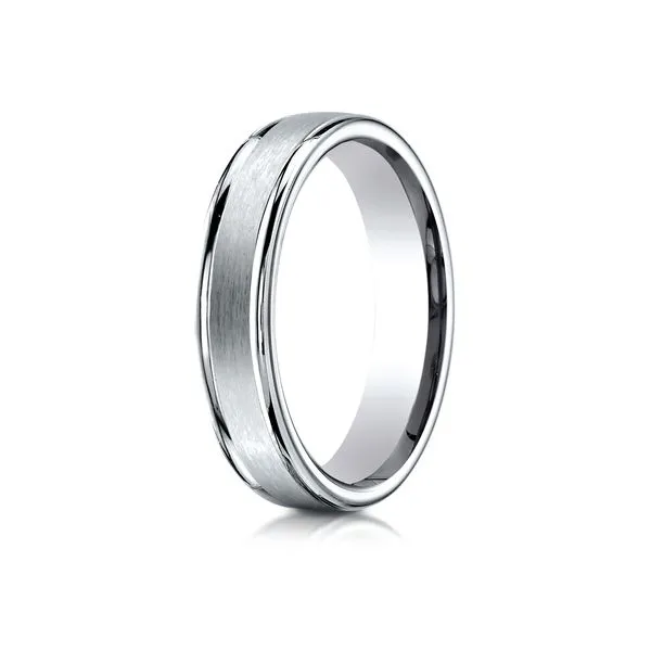 White Gold Sculpted Wedding Band, 4mm