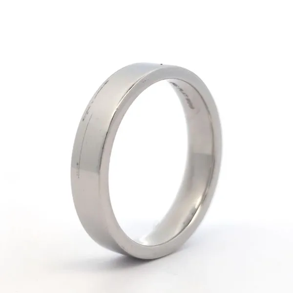 4mm Platinum Flat Comfort Fit Wedding Band Image 2 Arezzo Jewelers Elmwood Park, IL