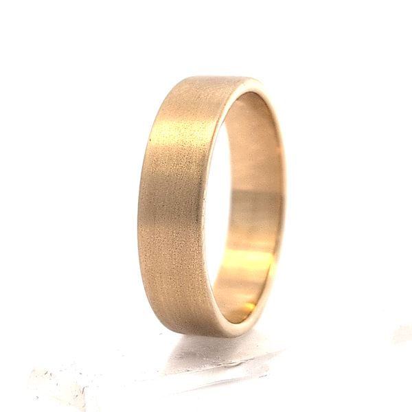 14k Yellow Gold 4.9mm Flat Top Comfort Fit Wedding Band Image 2 Arezzo Jewelers Elmwood Park, IL