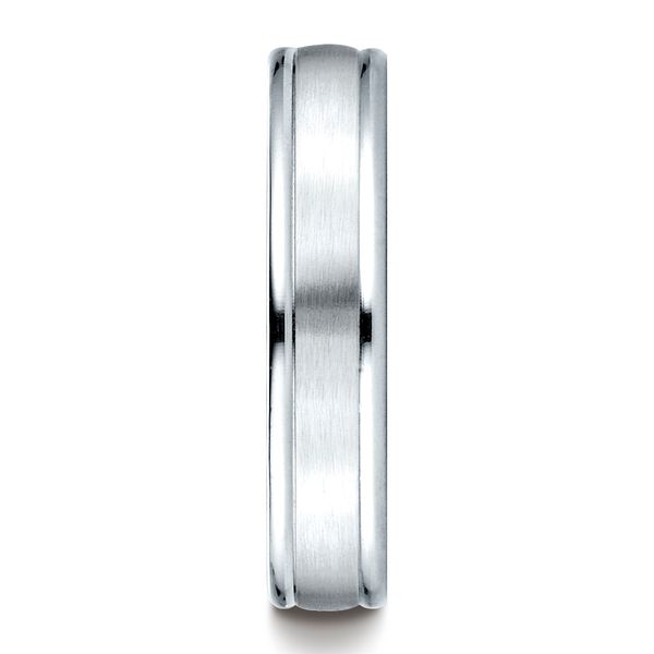 White Gold Sculpted Wedding Band, 4mm Image 2 Arezzo Jewelers Elmwood Park, IL