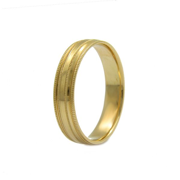 Yellow Gold 14 Karat Wedding Band with Milligrain Arezzo Jewelers Elmwood Park, IL