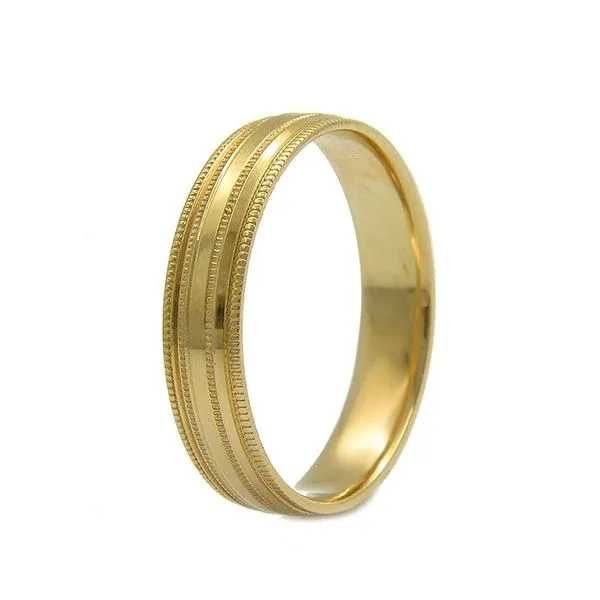 Yellow Gold 14 Karat Wedding Band with Milligrain Arezzo Jewelers Elmwood Park, IL