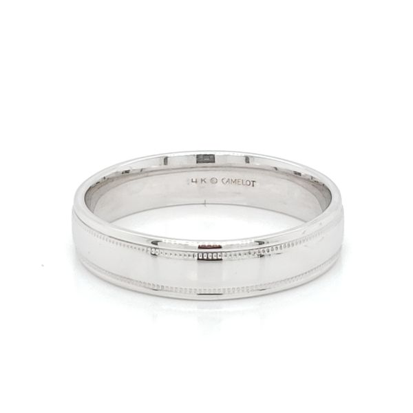 14k White Gold Milligrain Wedding Band Arezzo Jewelers Elmwood Park, IL