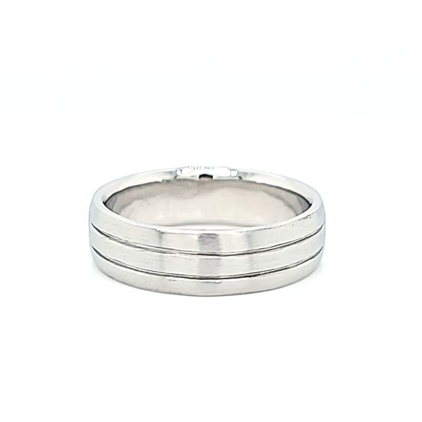 Men's Platinum Handmade Bright-Cut Grooved Wedding Band Arezzo Jewelers Elmwood Park, IL