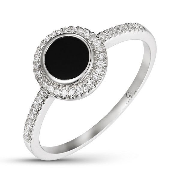 Black Onyx and Diamond Halo Fashion Ring Arezzo Jewelers Elmwood Park, IL