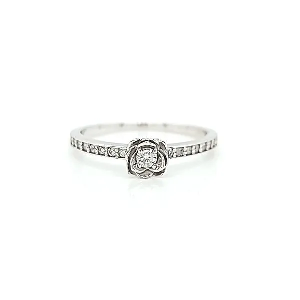 14k White Gold Diamond Flower Promise Ring Arezzo Jewelers Elmwood Park, IL