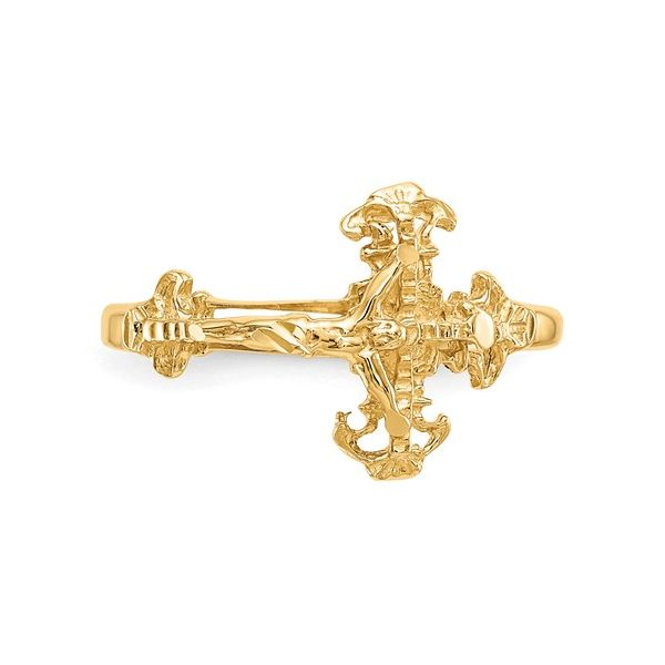 14k Yellow Gold Crucifix Ring Image 2 Arezzo Jewelers Elmwood Park, IL