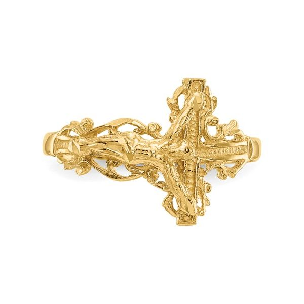 14k Yellow Gold Crucifix Ring Image 2 Arezzo Jewelers Elmwood Park, IL