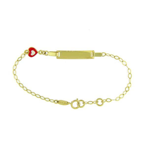 14k Yellow Gold Baby ID Bracelet, Red Heart Arezzo Jewelers Elmwood Park, IL