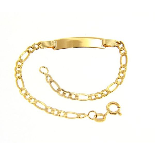 18k Yellow Gold Figaro ID Bracelet, 6.5