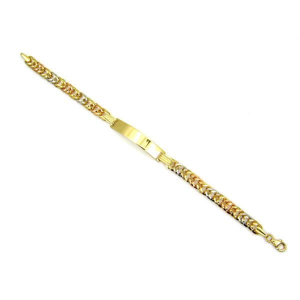 14k Tri Color Gold Baby ID Bracelet - 6