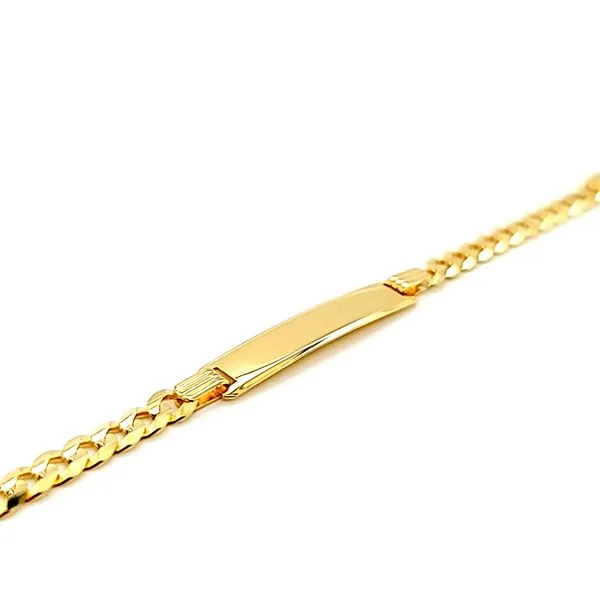 14k Yellow Gold 4.5mm Curb Link Children's ID Bracelet Image 3 Arezzo Jewelers Elmwood Park, IL